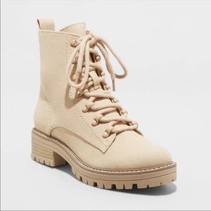 NEW Tan Lace-up Combat Boots, Universal Thread
